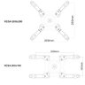 Kit Extensor VESA 200x100 e 200x200mm Adaptador VESA EXT222 Dimensões