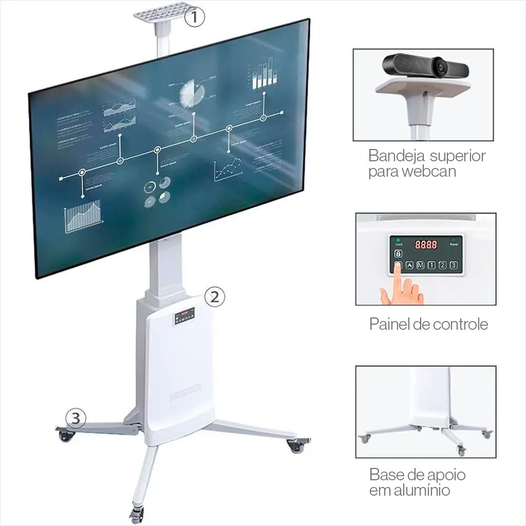 pedestalロンT Suporte Pedestal Móvel TV 55 a 85 Motorizado TW85W NB