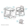 Mesa com Cadeira Infantil Estudos e Desenho Regulável C180GY Cinza Dimensões