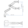 Suporte Monitor Gamer 32 a 60 Braço Articulado Pistão a Gás F6-G G70 North Bayou Desenho Técnico