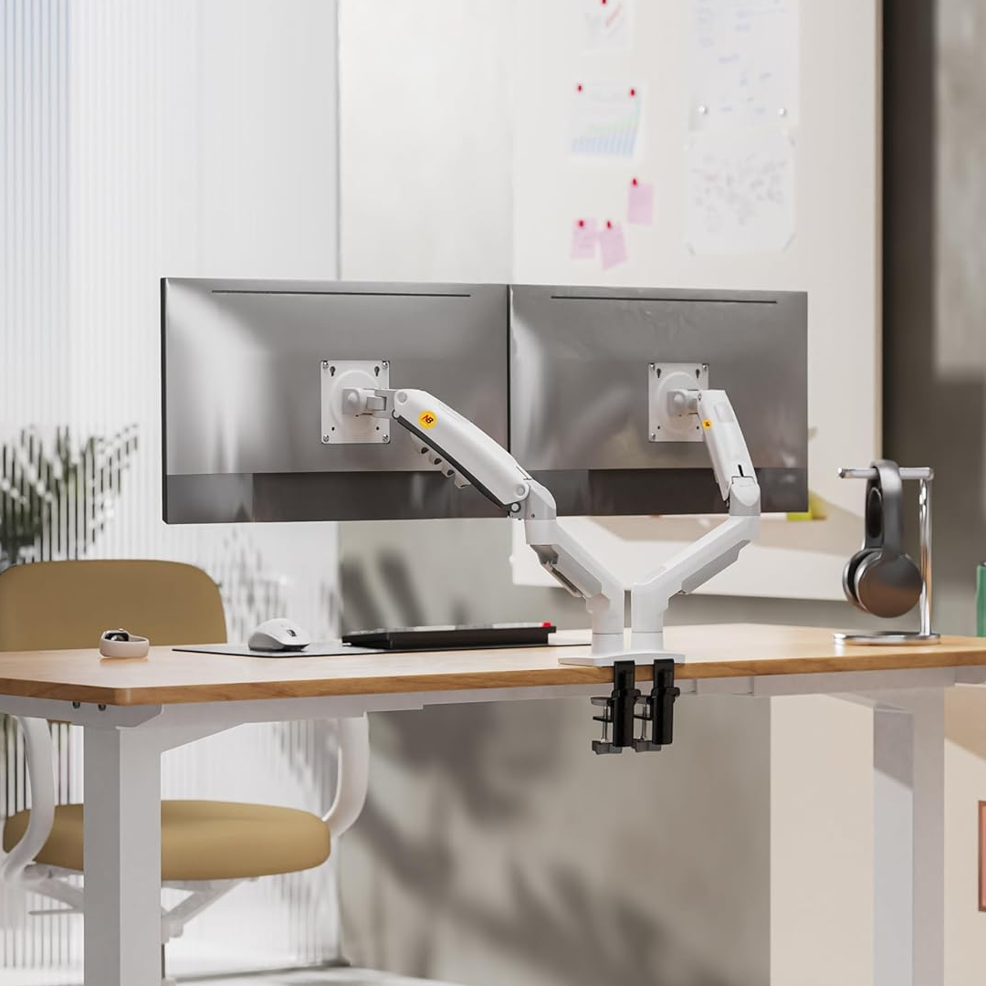 Suporte Articulado 2 Monitores 17 a 35 Pistão a Gás NB F160 Branco 2