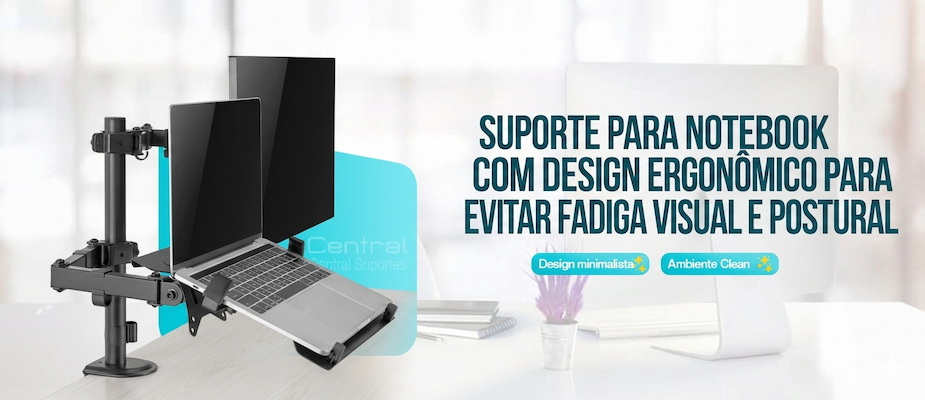Suporte para notebook com design ergonômico para evitar fadiga visual e postural Suporte para notebook com design ergonômico para evitar fadiga visual e postural
